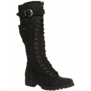 Knee High Black Leather Boot with Pocket - Stivali - 