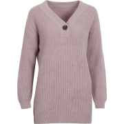 Knit bottoming shirt V-neck solid color - Pullovers - $29.99 