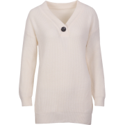 Knit bottoming shirt V-neck solid color - Pullovers - $29.99 