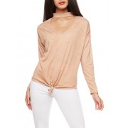 Knot Front Choker Neck Top - Top - $16.97 