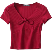 Knot V-Neck Short-Sleeve T-Shirt - Košulje - kratke - $19.99  ~ 126,99kn