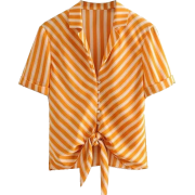 Knot yellow striped shirt blouse - Košulje - kratke - $25.99  ~ 165,10kn