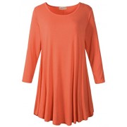 LARACE Women 3/4 Sleeve Tunic Top Loose Fit Flare T-Shirt(1X, Brick Red) - Košulje - kratke - $16.99  ~ 107,93kn