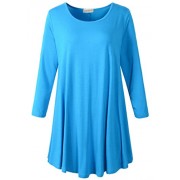 LARACE Women 3/4 Sleeve Tunic Top Loose Fit Flare T-Shirt(1X, Deepskyblue) - Košulje - kratke - $16.99  ~ 107,93kn