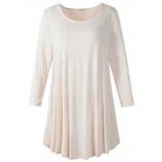 LARACE Women 3/4 Sleeve Tunic Top Loose Fit Flare T-Shirt(2X, Beige) - Camicie (corte) - $16.99  ~ 14.59€