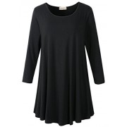 LARACE Women 3/4 Sleeve Tunic Top Loose Fit Flare T-Shirt(2X, Black) - Рубашки - короткие - $16.99  ~ 14.59€