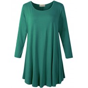 LARACE Women 3/4 Sleeve Tunic Top Loose Fit Flare T-Shirt(2X, Deep Green) - Košulje - kratke - $16.99  ~ 107,93kn