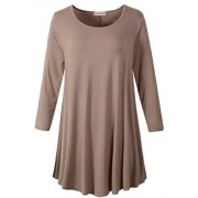 LARACE Women 3/4 Sleeve Tunic Top Loose Fit Flare T-Shirt(2X, Khaki) - Košulje - kratke - $16.99  ~ 107,93kn