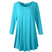 LARACE Women 3/4 Sleeve Tunic Top Loose Fit Flare T-Shirt(2X, Lake Blue) - Košulje - kratke - $16.99  ~ 107,93kn