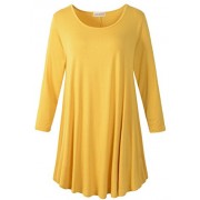 LARACE Women 3/4 Sleeve Tunic Top Loose Fit Flare T-Shirt(3X, Yellow) - Košulje - kratke - $16.99  ~ 107,93kn