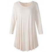 LARACE Women 3/4 Sleeve Tunic Top Loose Fit Flare T-Shirt(L, Beige) - Košulje - kratke - $16.99  ~ 107,93kn