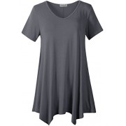 LARACE Women Casual T Shirt V-Neck Tunic Tops for Leggings(2X, Deep Gray) - Košulje - kratke - $16.99  ~ 107,93kn