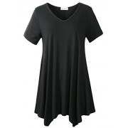 LARACE Women Casual T Shirt V-Neck Tunic Tops for Leggings(S, Black) - Košulje - kratke - $16.99  ~ 107,93kn