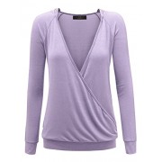 LL Womens Long Sleeve Wrap Front Deep V-Neck Hoodie Shirt - Camisas - $25.64  ~ 22.02€