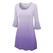 LL Womens Round Neck 3/4 Bell Sleeves Ombre Tunic Top - Made in USA - Shirts - $22.79 