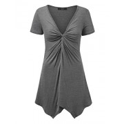 LL Womens Short Sleeve Knot Front Baby Doll Tunic - Made in USA - Camisa - curtas - $16.95  ~ 14.56€
