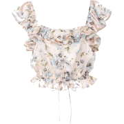 LOVESHACKFANCY floral silk crop top - 半袖衫/女式衬衫 - 