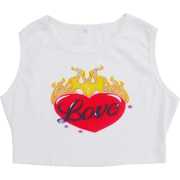 LOVE flame printing harness short vest - Vests - $19.99 
