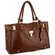 LUCCA Glamour Padlock Designer Inspired Shopper Hobo Tote Bag Purse Satchel Handbag w/Shoulder Strap Mahogany - Hand bag - $29.99 