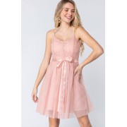Lace Stiff Meshed Cami Mini Dress - Vestidos - $15.40  ~ 13.23€