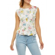 Lace Up Detail Floral Top - Top - $12.99 