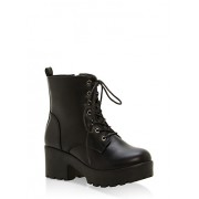 Lace Up Lug Sole Booties - Boots - $34.99 