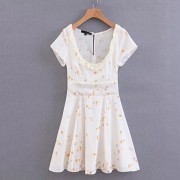 Lace-up waist short-sleeved dress - Vestidos - $27.99  ~ 24.04€