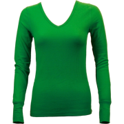 Ladies Apple Green Long Sleeve Thermal Top V-Neck - Long sleeves t-shirts - $8.70 