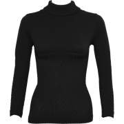 Ladies Black Seamless Long Sleeve Turtleneck Top Diamond Pattern - Long sleeves t-shirts - $12.50 
