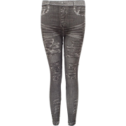 Ladies Charcoal Seamless Jeans Printed Leggings - Leggings - $11.50 
