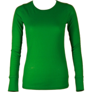 Ladies Green Long Sleeve Thermal Top Crew Neck - Long sleeves t-shirts - $8.90 