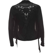 Ladies Lace Back Black Long Sleeve Flyaway Cardigan - Puloverji - $19.50  ~ 16.75€