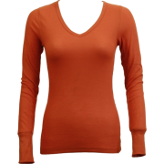 Ladies Orange Long Sleeve Thermal Top V-Neck - Shirts - lang - $8.90  ~ 7.64€