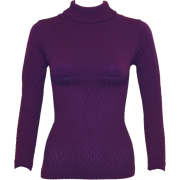 Ladies Purple Seamless Long Sleeve Turtleneck Top Diamond Pattern - Long sleeves t-shirts - $12.50 