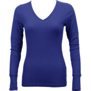 Ladies Royal Blue Long Sleeve Thermal Top V-Neck - Long sleeves t-shirts - $8.50 