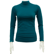 Ladies Teal Blue Seamless Long Sleeve Turtleneck Top - Long sleeves t-shirts - $12.90 