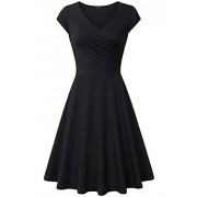 Laksmi Elegant Dresses, Womens Casual Dress A Line Cap Sleeve V Neck - Dresses - $10.10 