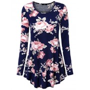 Laksmi Womens Floral Tunic Shirts Round Neck Tribal Print Casual Long Sleeve Tunic Blouse Tops - 半袖シャツ・ブラウス - $49.99  ~ ¥5,626