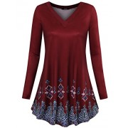 Laksmi Womens Long Sleeve Tunic Floral Print Flowy A Line Loose Casual Shirt Tops - Camisas - $59.99  ~ 51.52€