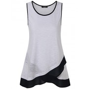 Laksmi Womens Sleeveless Scoop Neck Patchwork A Line Splicing Chiffon Casual Layered Camisole Tank - Košulje - kratke - $12.49  ~ 79,34kn