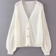 Lantern sleeve single-breasted sweater c - Пуловер - $35.99  ~ 30.91€