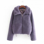 Lapel casual loose lamb hair warm short - Jacket - coats - $39.99 