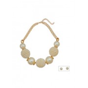 Large Faux Pearl Necklace and Stud Earrings - Earrings - $6.99 