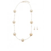 Large Metallic Beaded Necklace with Earrings Set - Earrings - $6.99 