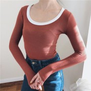 Large U-Neck Thread Cotton Color Long Sl - Overall - $25.99  ~ 22.32€