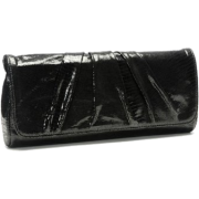 Lauren Merkin Caroline Women's Evening Exotic Leather Clutch Black Lizard Embossed Suede - Clutch bags - $250.00 