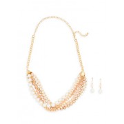 Layered Beaded Necklace and Drop Earrings - Brincos - $6.99  ~ 6.00€