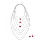 Layered Charm Necklace and Heart Earrings - Brincos - $6.99  ~ 6.00€