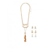 Layered Charm Necklace with 3 Reversible Earrings - Earrings - $7.99 