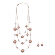 Layered Faux Pearl Necklace with Earrings - Earrings - $6.99 